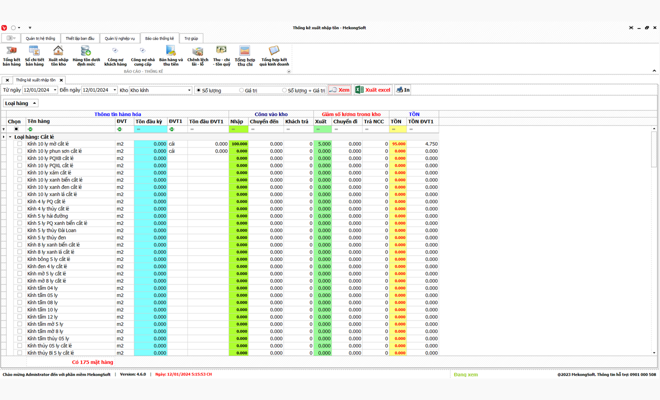 Báo cáo nhập xuất tồn kho