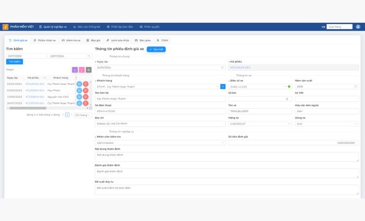 Phần mềm giúp gara dễ dàng phân quyền công việc rõ ràng, minh bạch và tránh chồng chéo giữa các bộ phận