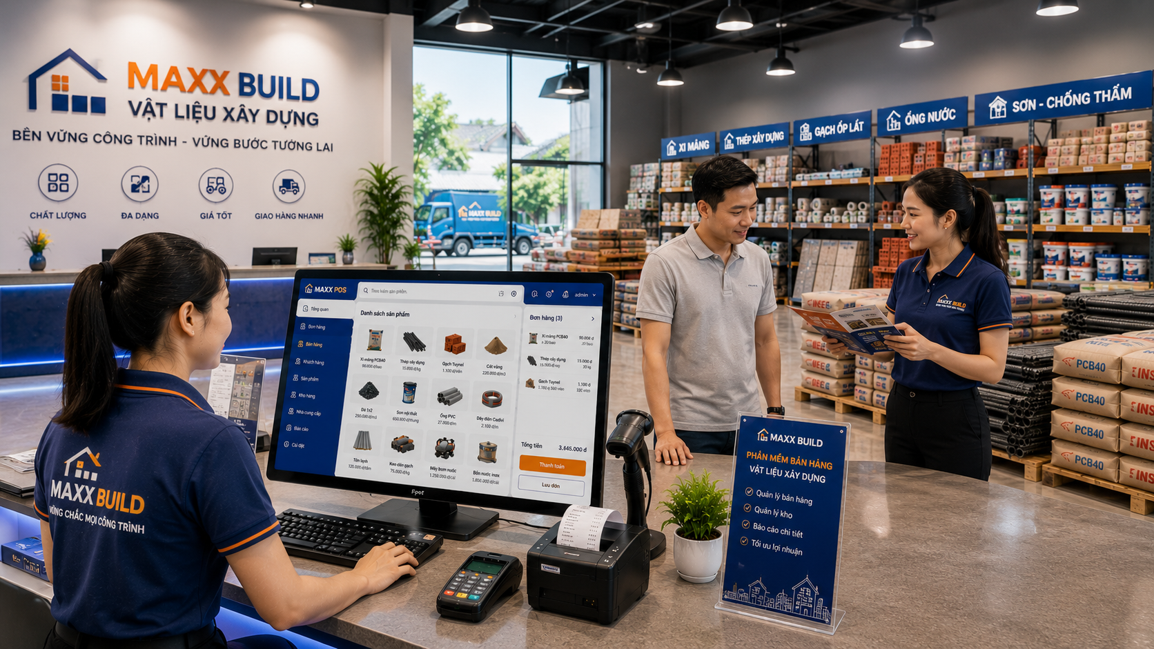 Tích hợp báo cáo và phân tích dữ liệu đơn hàng vật liệu xây dựng