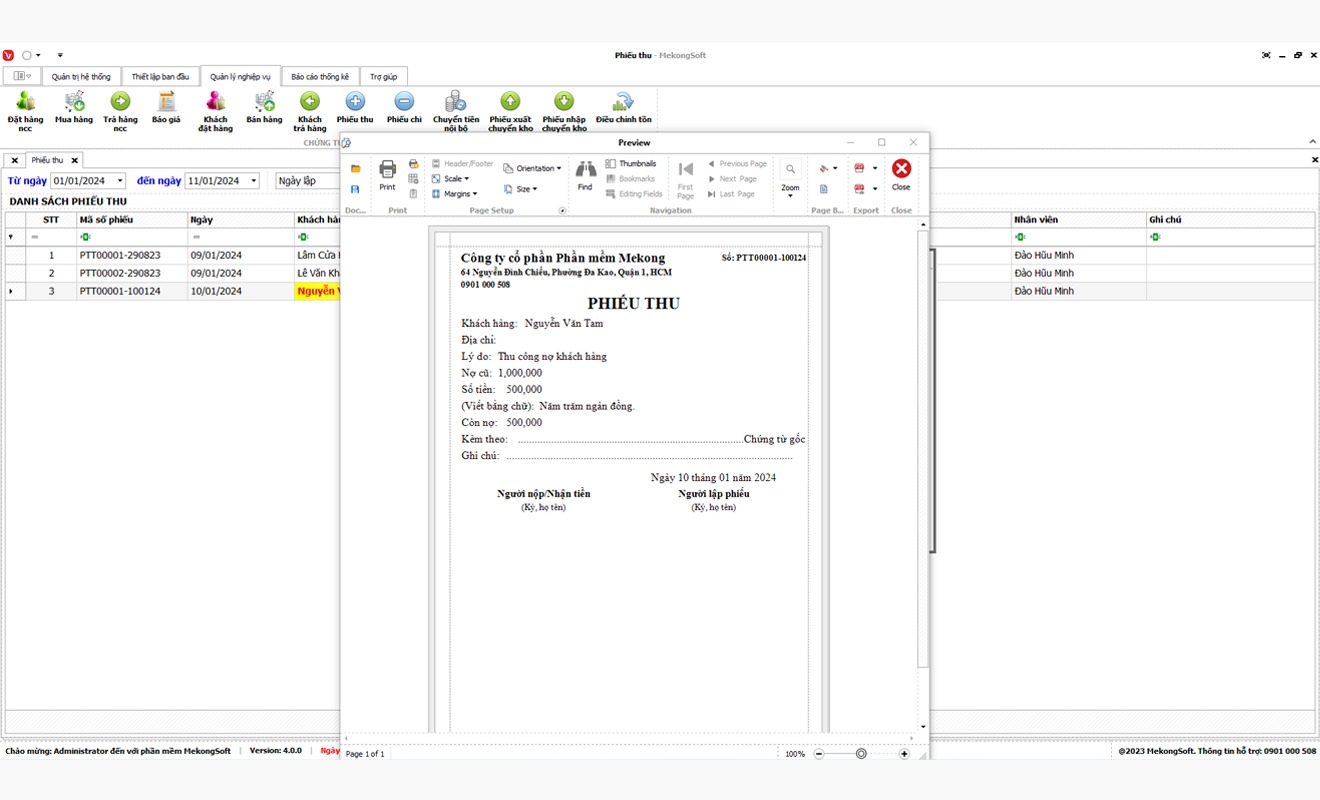 Bản trả phí có báo cáo chi tiết theo từng nhóm hàng cụ thể.