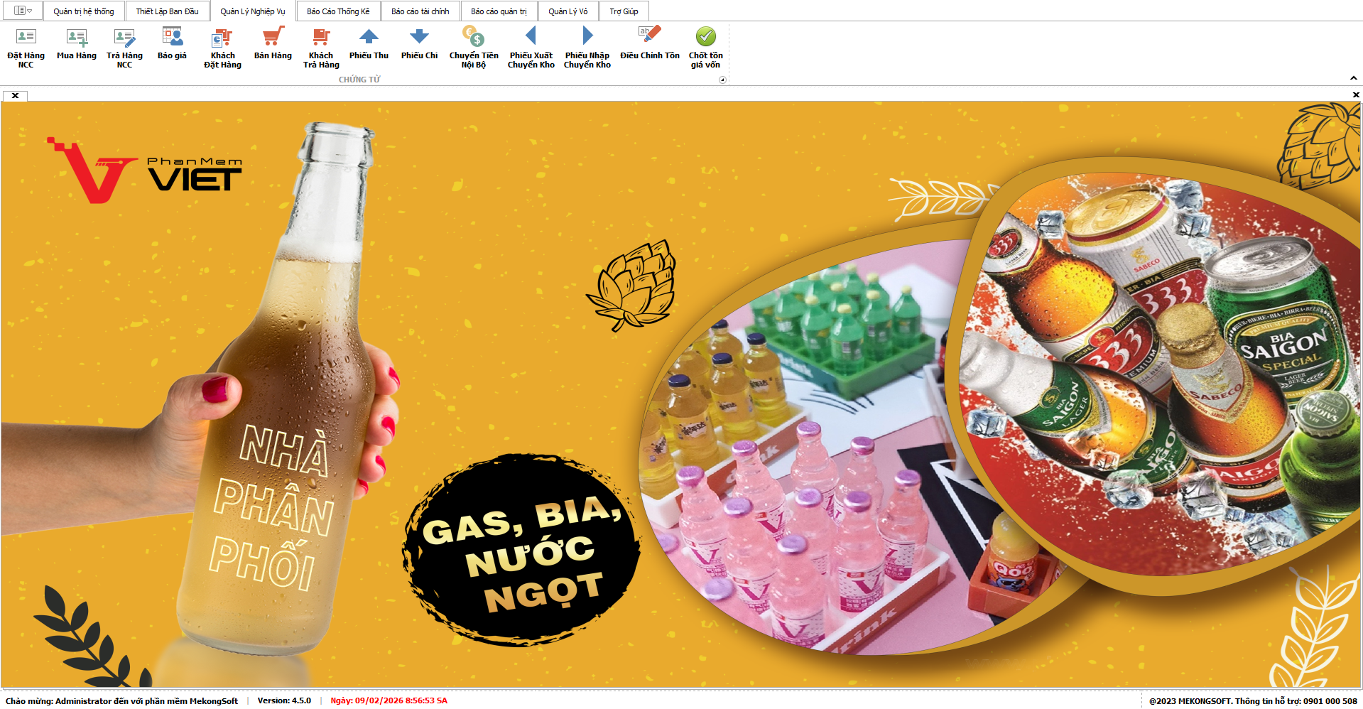 Phần mềm quản lý đại lý phân phối bia nước ngọt gas Phần Mềm Việt