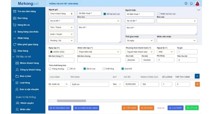 Phần mềm quản lý giúp đồng bộ dữ liệu nhanh giữa bộ phận điều hành, kho và tài xế