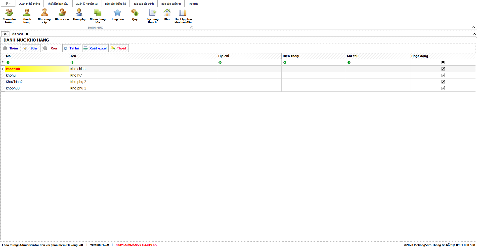 Phần mềm quản lý nhiều kho cửa hàng vật liệu xây dựng tập trung