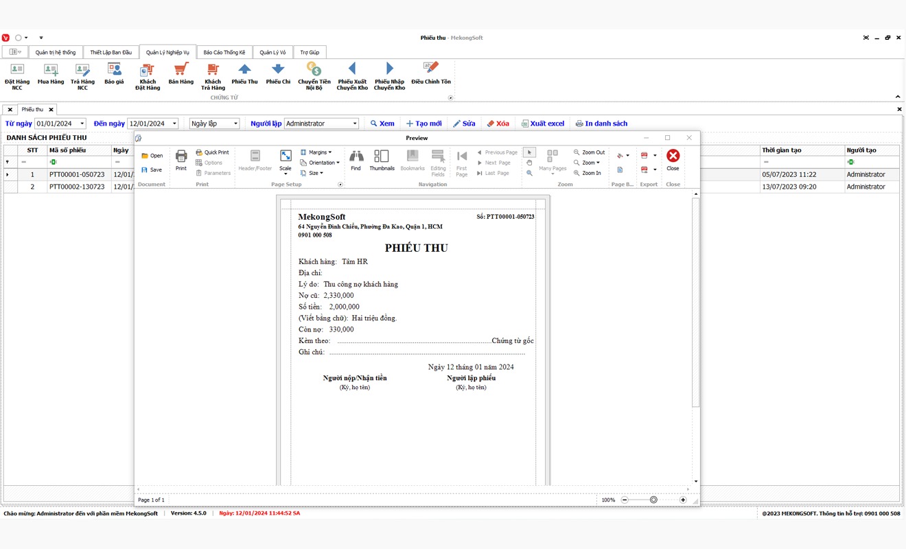 Hệ thống báo cáo hiển thị dữ liệu nhanh và chính xác theo từng thời điểm cụ thể