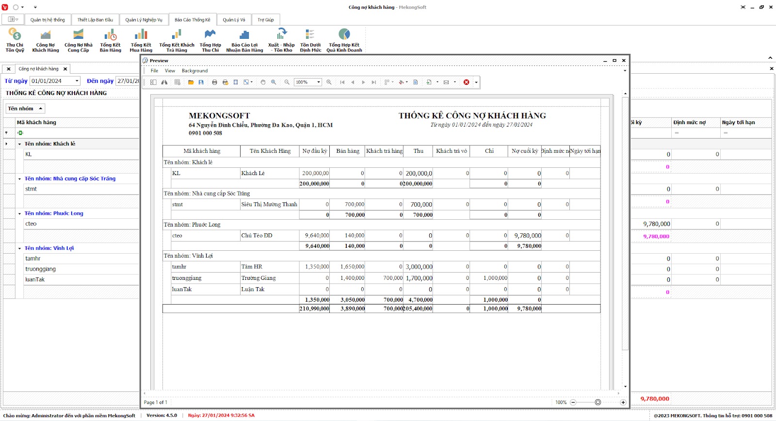 Hệ thống lưu lại mọi lần mua hàng theo ngày, giờ và số lượng rõ ràng.