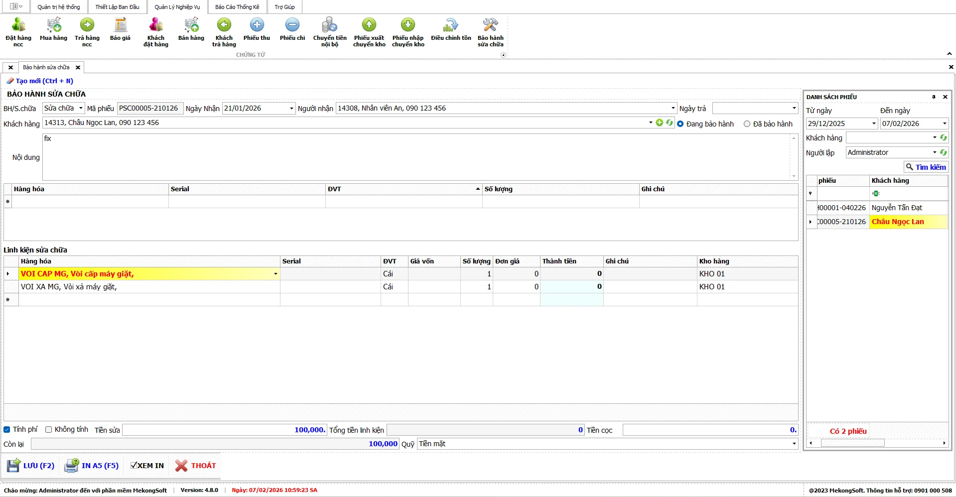 Quản lý bán hàng và bảo hành điện máy trên cùng hệ thống