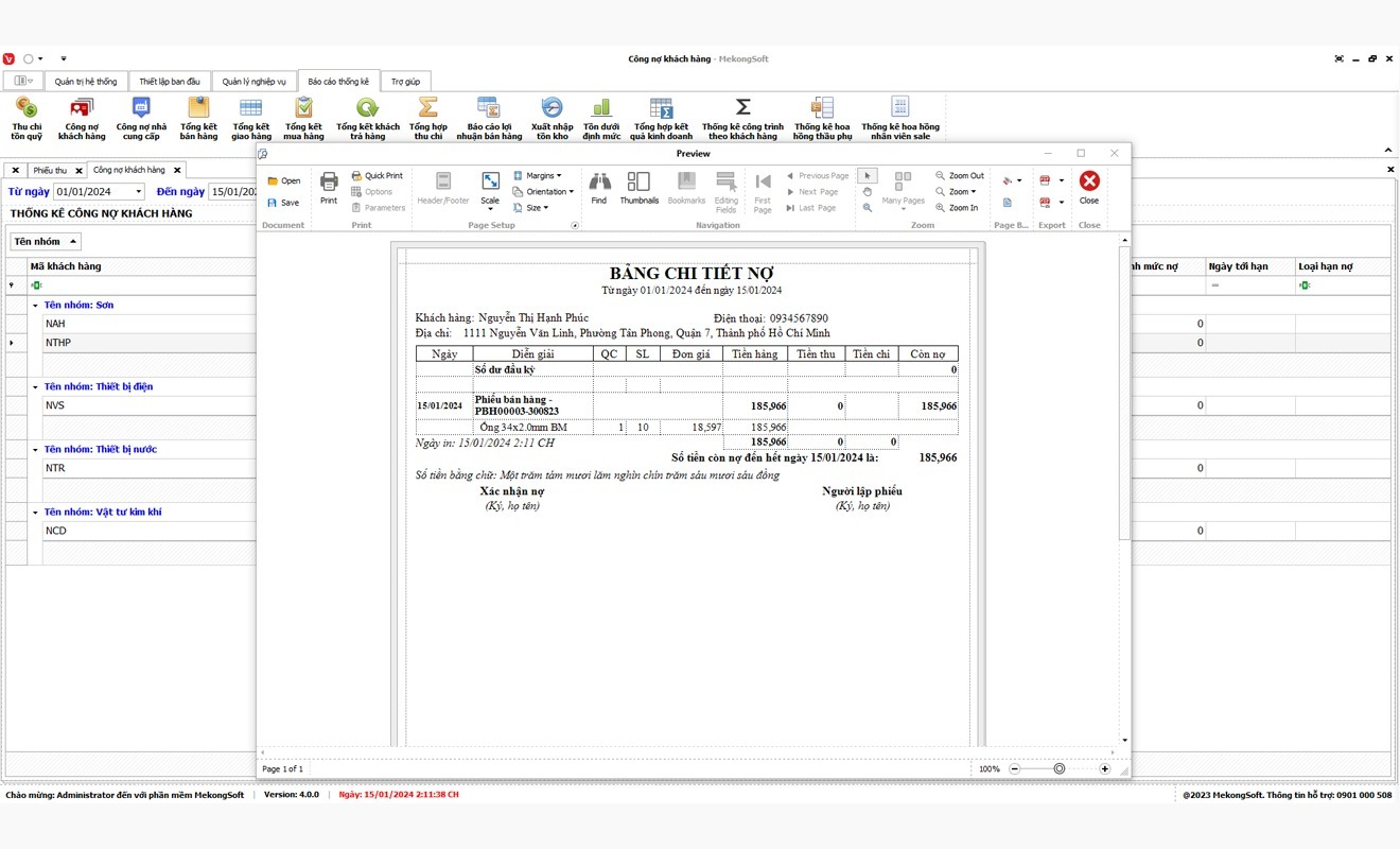 Báo cáo kinh doanh tức thời